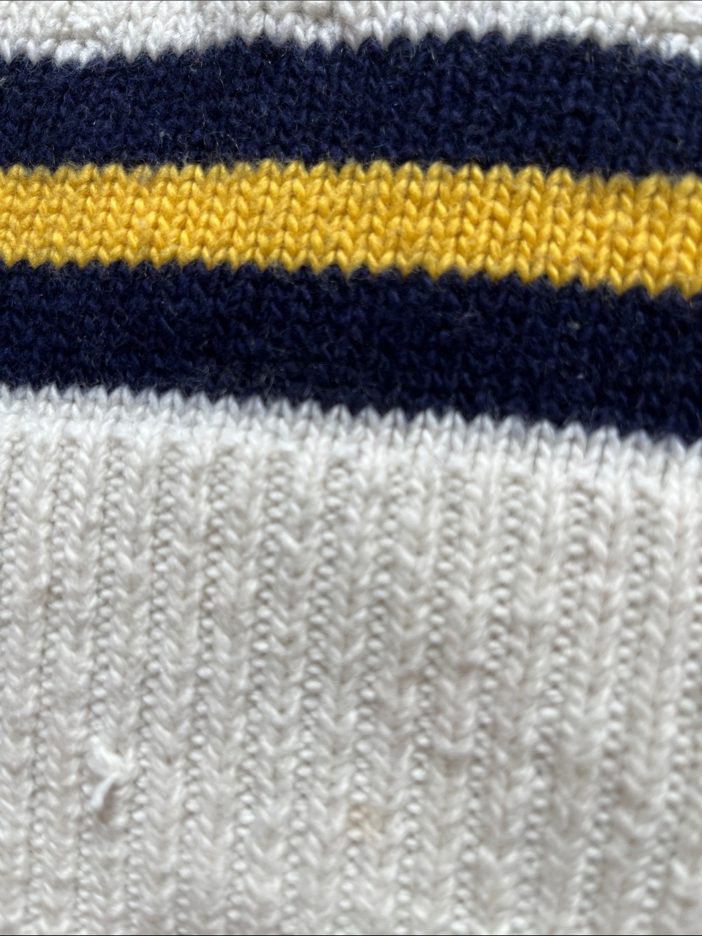 Polo by Ralph Lauren Cream Cricket Cable-Knit V-Neck Sweater with Navy & Yellow - Picture 16 of 17